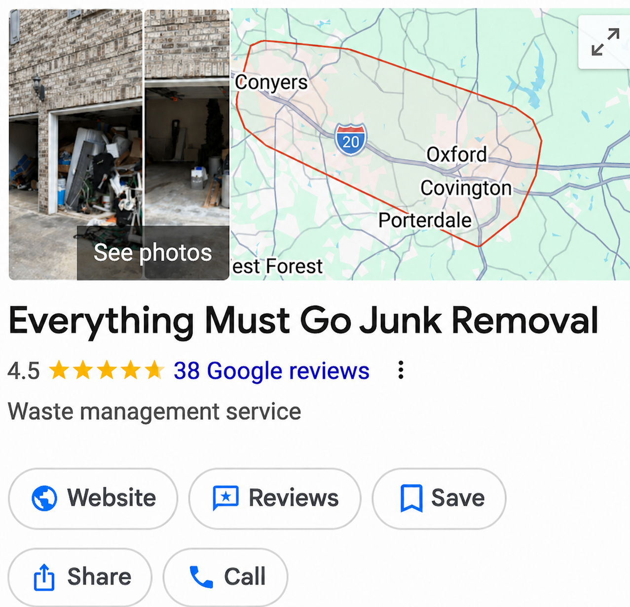 Google Business Profile before: 38 reviews, 4.5 stars